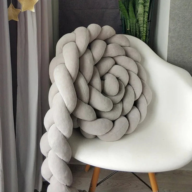 TOUR DE LIT TRESSE | GRIS-ROSE