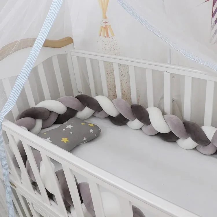 TOUR DE LIT TRESSE | BLANC-ROSE-GRIS