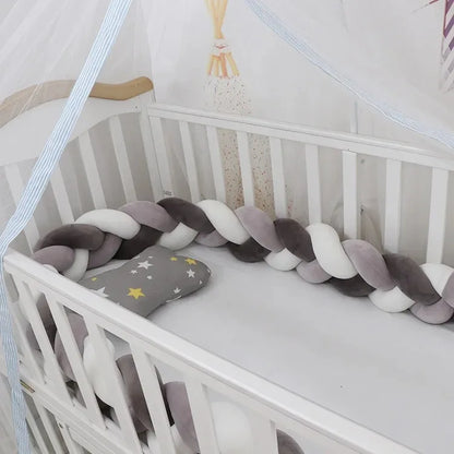 TOUR DE LIT TRESSE | BLANC-ROSE-GRIS