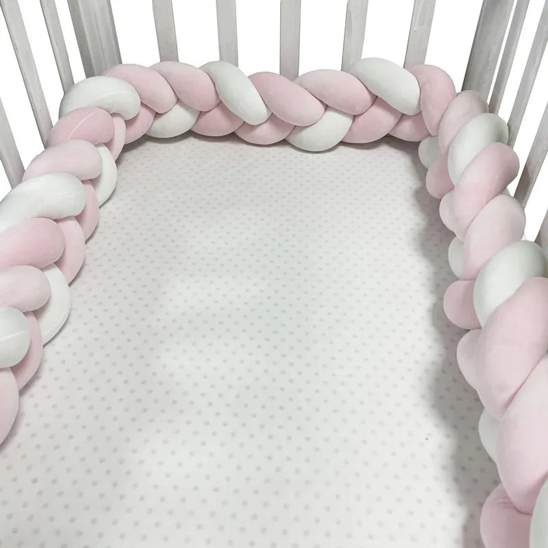 TOUR DE LIT TRESSE | BLANC-ROSE-GRIS