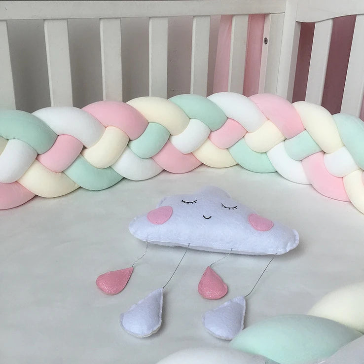 TOUR DE LIT TRESSÉ | ROSE-VIOLET-BLANC